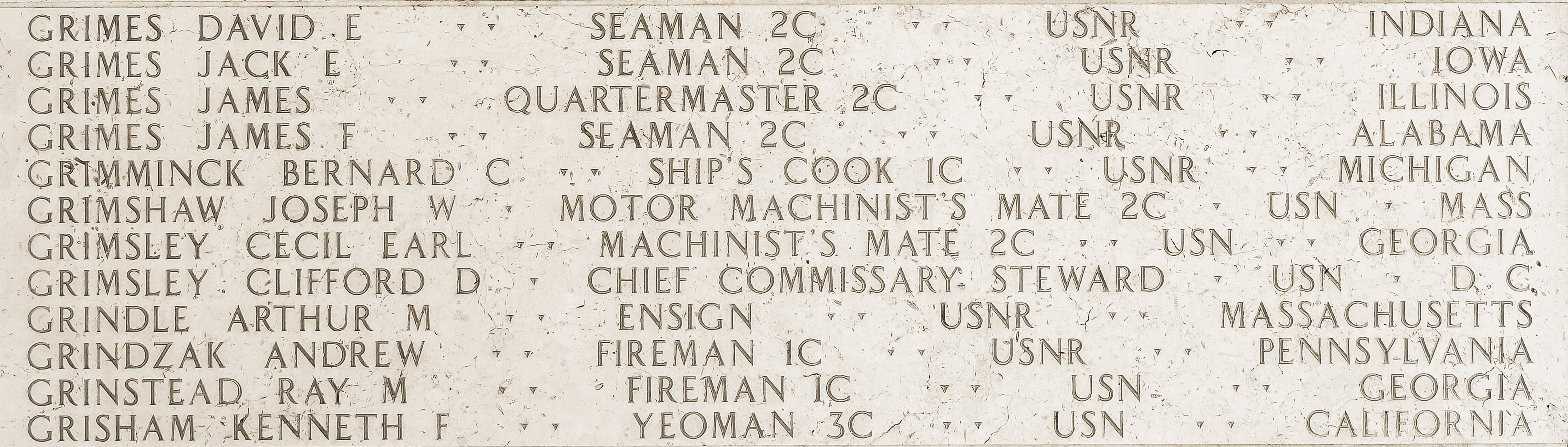 Bernard C. Grimminck, Ship's Cook First Class